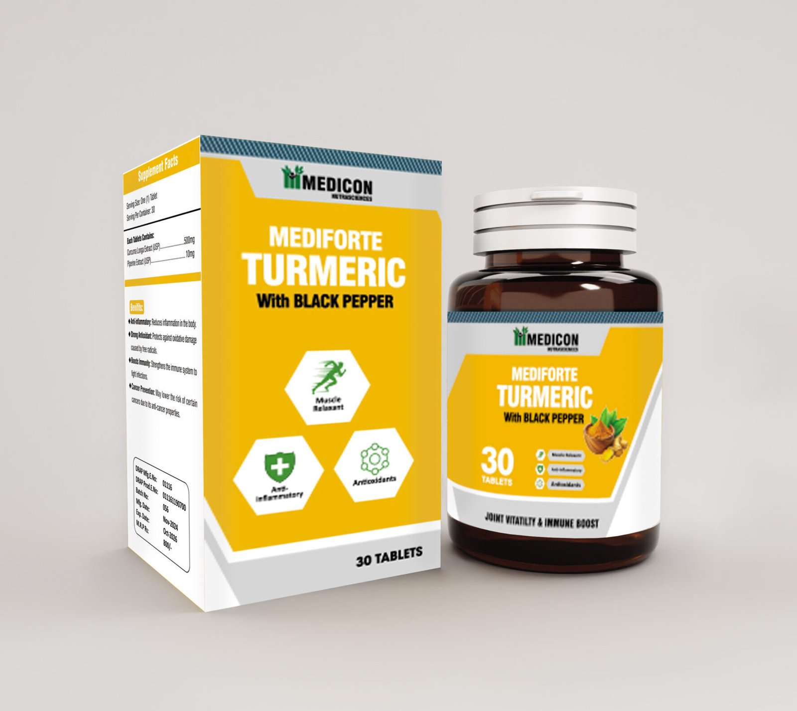 Mediforte Advanced Turmeric Curcumin Formula with Black Pepper Extract – High Potency Antioxidant Support for Joint Health, Inflammation Relief, and Enhanced Absorption