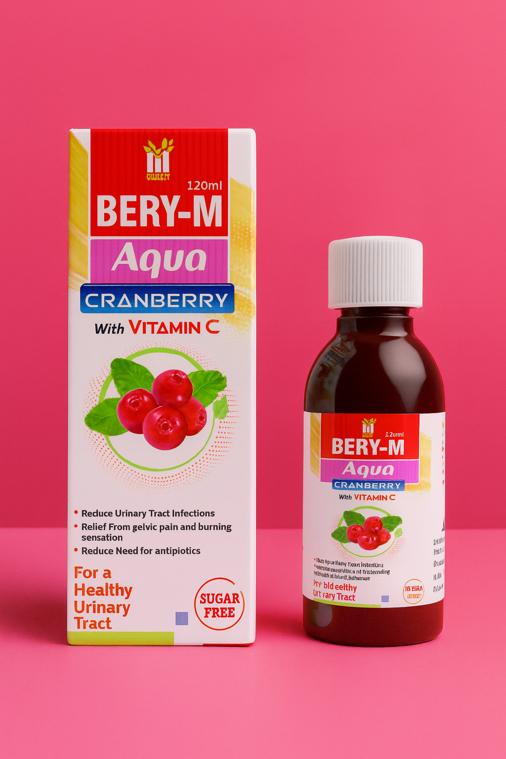 BERY-M 120ML (Cranberry With Vitamin C) For a Healthy Urinary Tract - Sugar Free Syrup