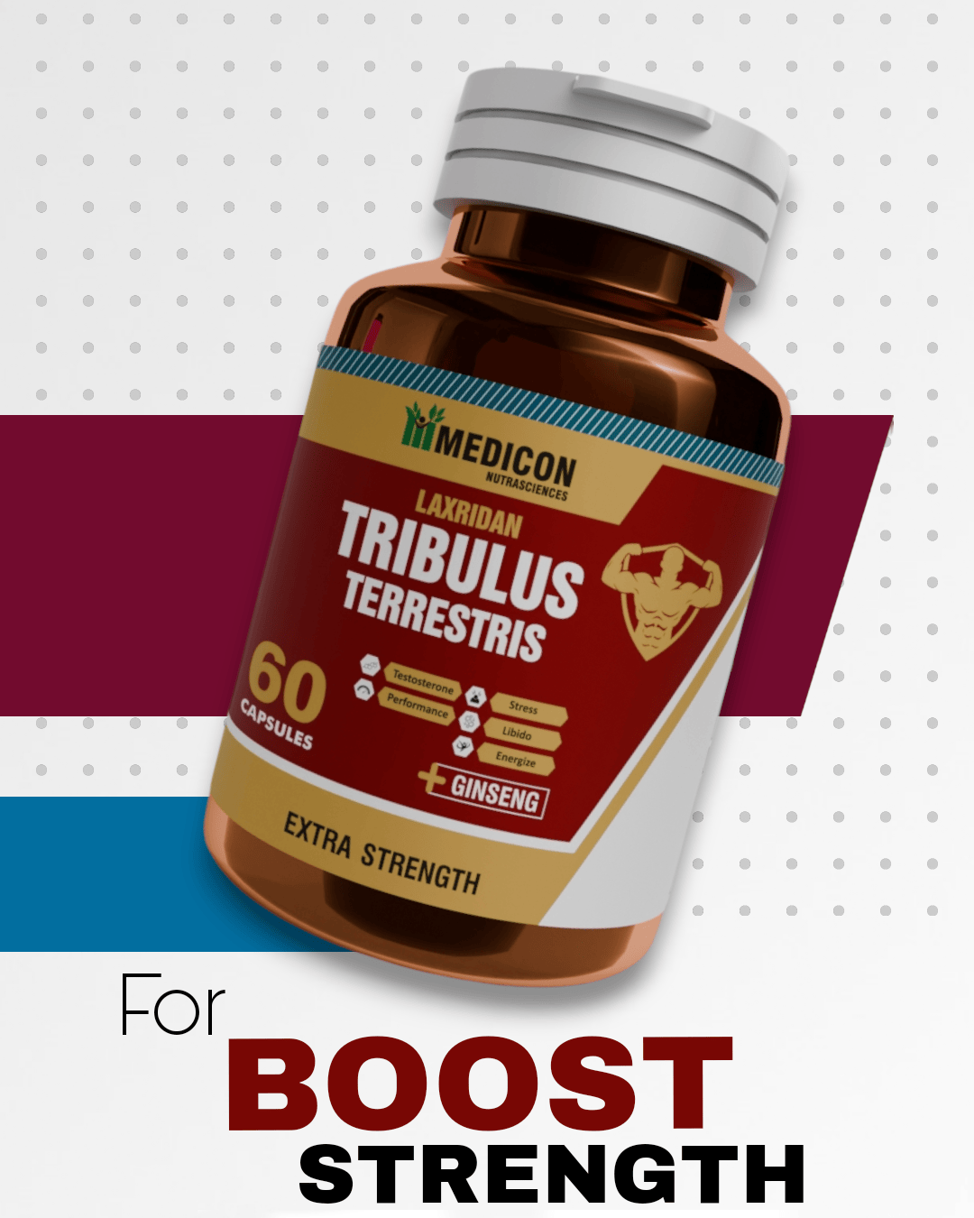 "Tribulus Terrestris Supplement: Boost Strength, Vitality Naturally, Muscle growth 60 Capsules