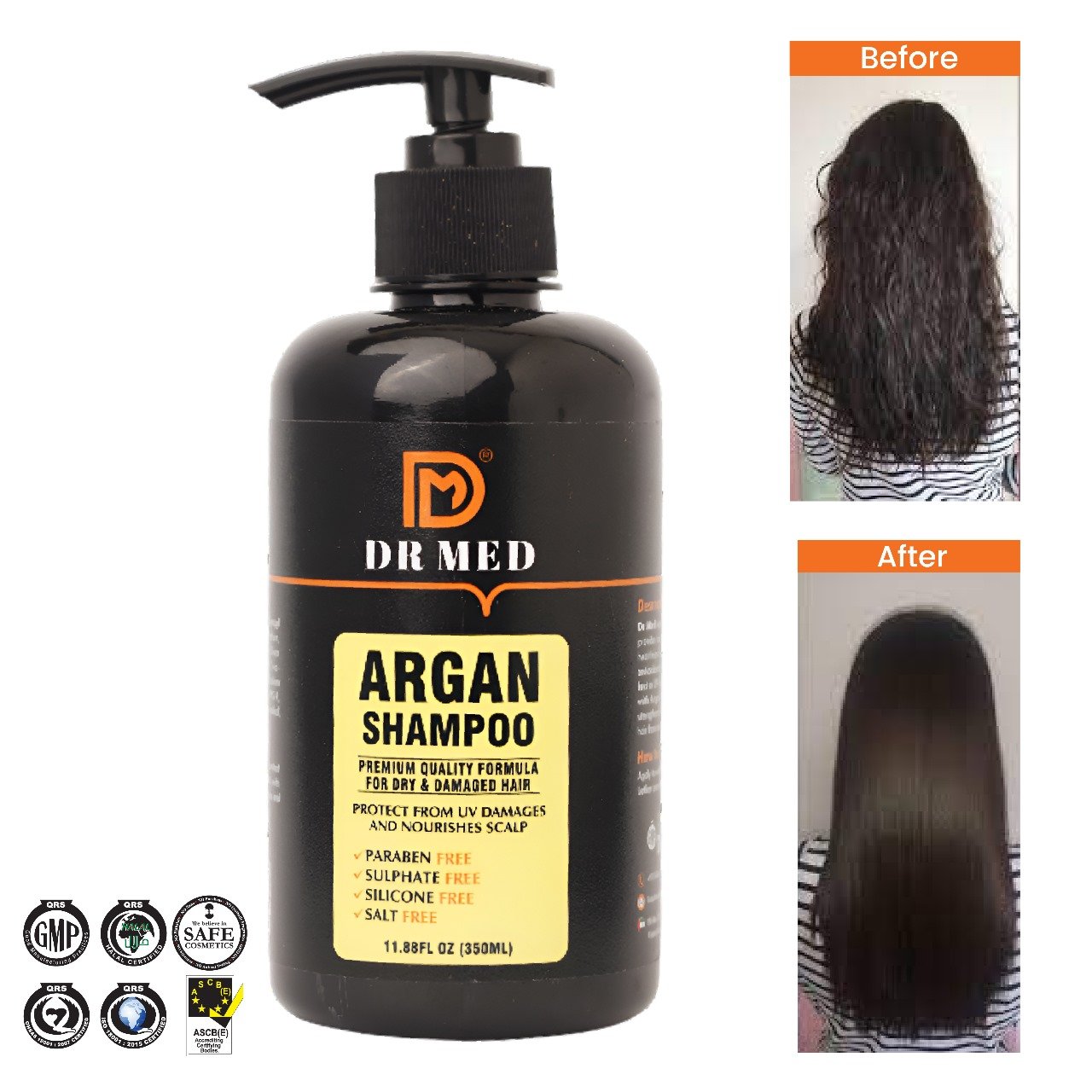 DR MED Argan Shampoo Renewal & Luxurious Hair Care"(Paraben free, sulphate free, salt free, silicon free) 350ML.