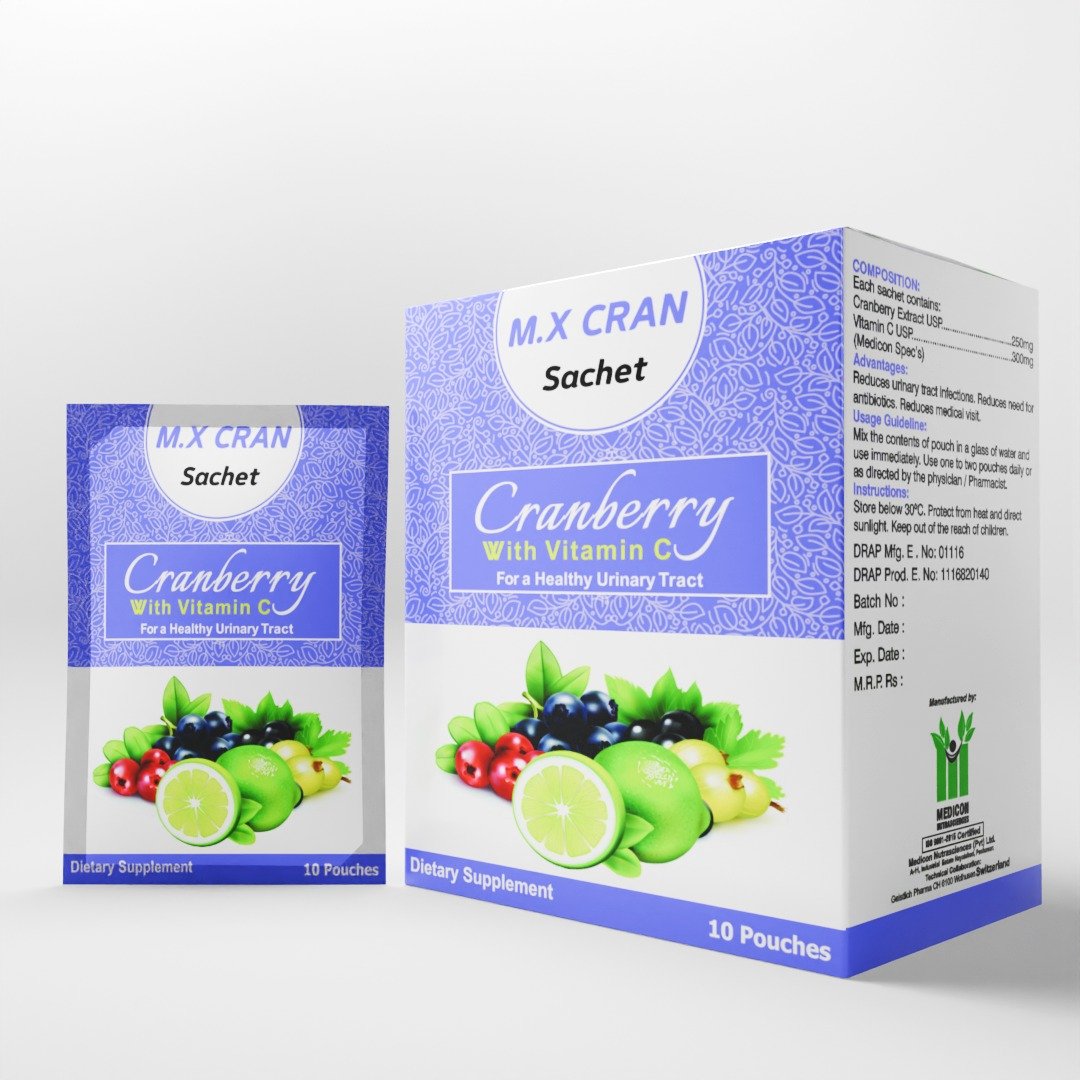 M.X Cran (Cranberry With Vitamin C For A Healthy Urinary Tract) 10 Sachets