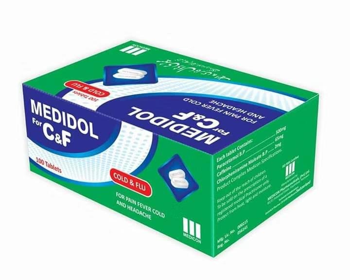 MEDIDOL Cold & Fever (Pain, Fever, Cold, And Headache) 100 Tablets. Make The Life Better