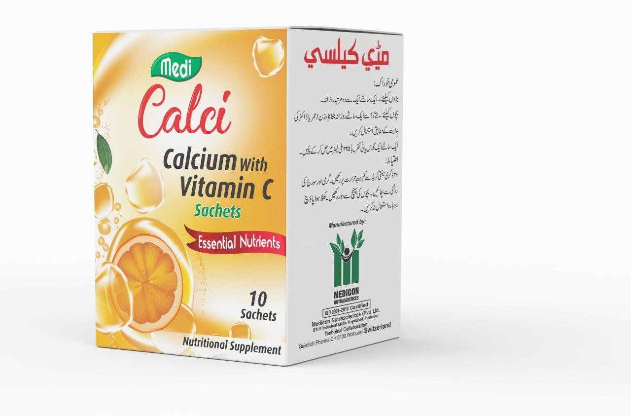 Medi Calci (Calcium with Vitamin C Essential Nutrients) 10 Sachets