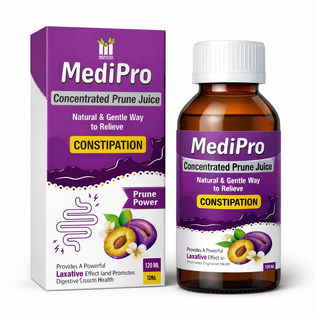 Medi-Pro (Concentrated prune juice, Natural & Gentle Way To Relieve Constipation) Provides A Powerful Laxative Effect And Promotes Digestive Health 120ml Syrup