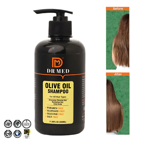 DR MED Olive Oil Shampoo Reparing Care & Nourishing Formula | Paraben-Free, Sulphate-Free, Salt-Free, Silicon-Free 350ML.
