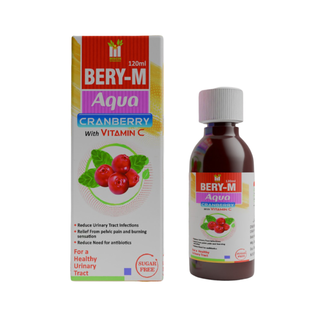 BERY-M 120ML (Cranberry With Vitamin C) For a Healthy Urinary Tract - Sugar Free Syrup