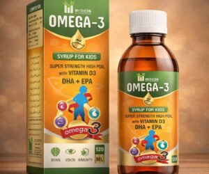 Omega-3 Kids Syrup – DHA + EPA with Vitamin D3 – Brain Development, Eye Health & Immunity Support 120ml.